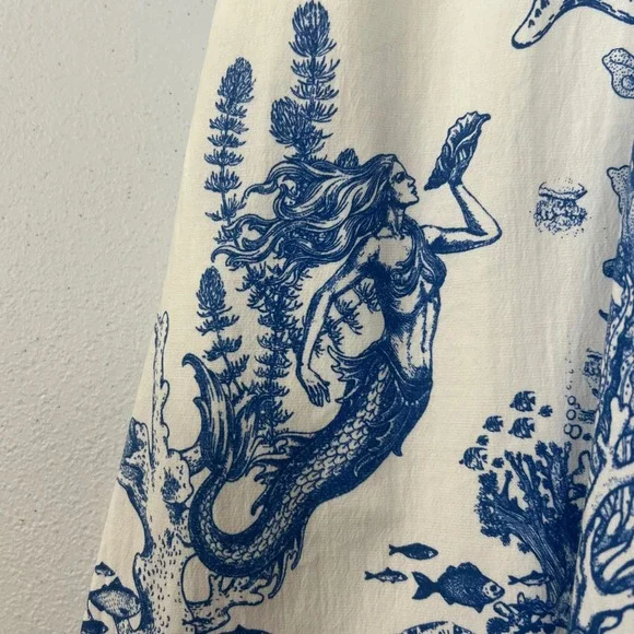 NEW Avec Les Filles Dress Size 12 Blue‎ White Nautical Mermaid Ocean Beach Midi - Picture 9 of 16